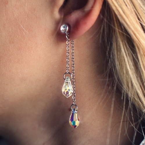 Chain earrings with Swarovski pendants DIY